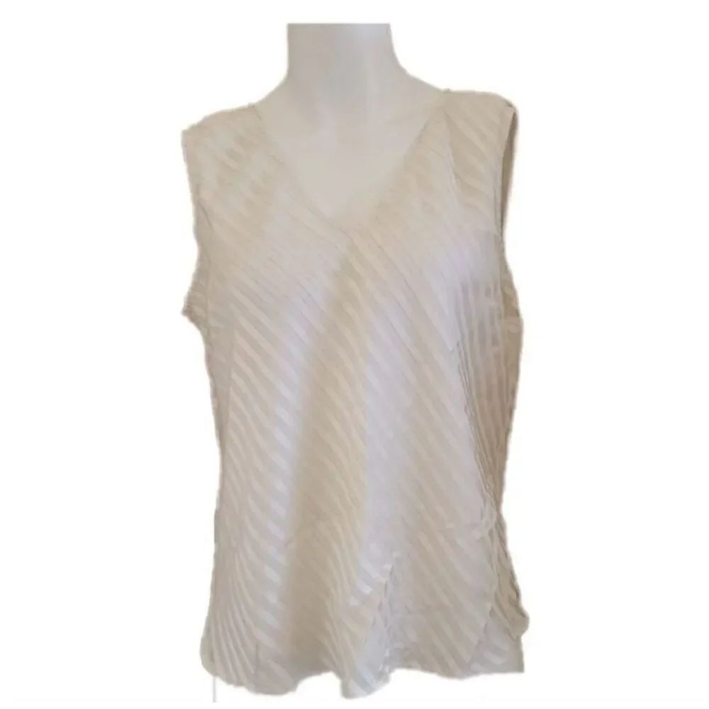 Vintage creamy silky golden stripe shimmer blouse camisole tank 90s satin cream